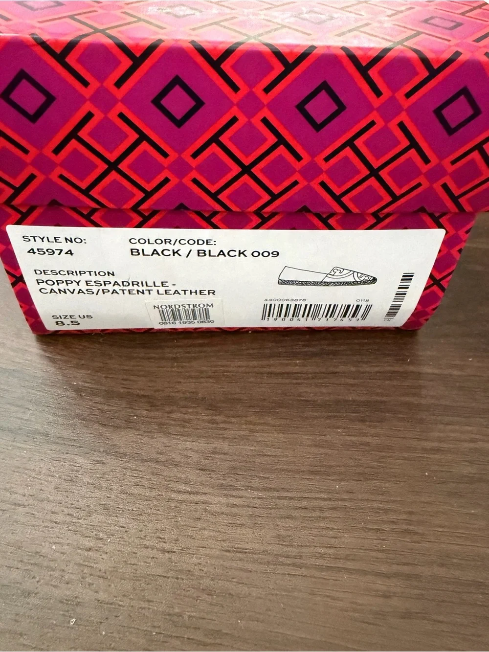 Tory Burch Black Espadrille Slip-On Flats with Patent Logo